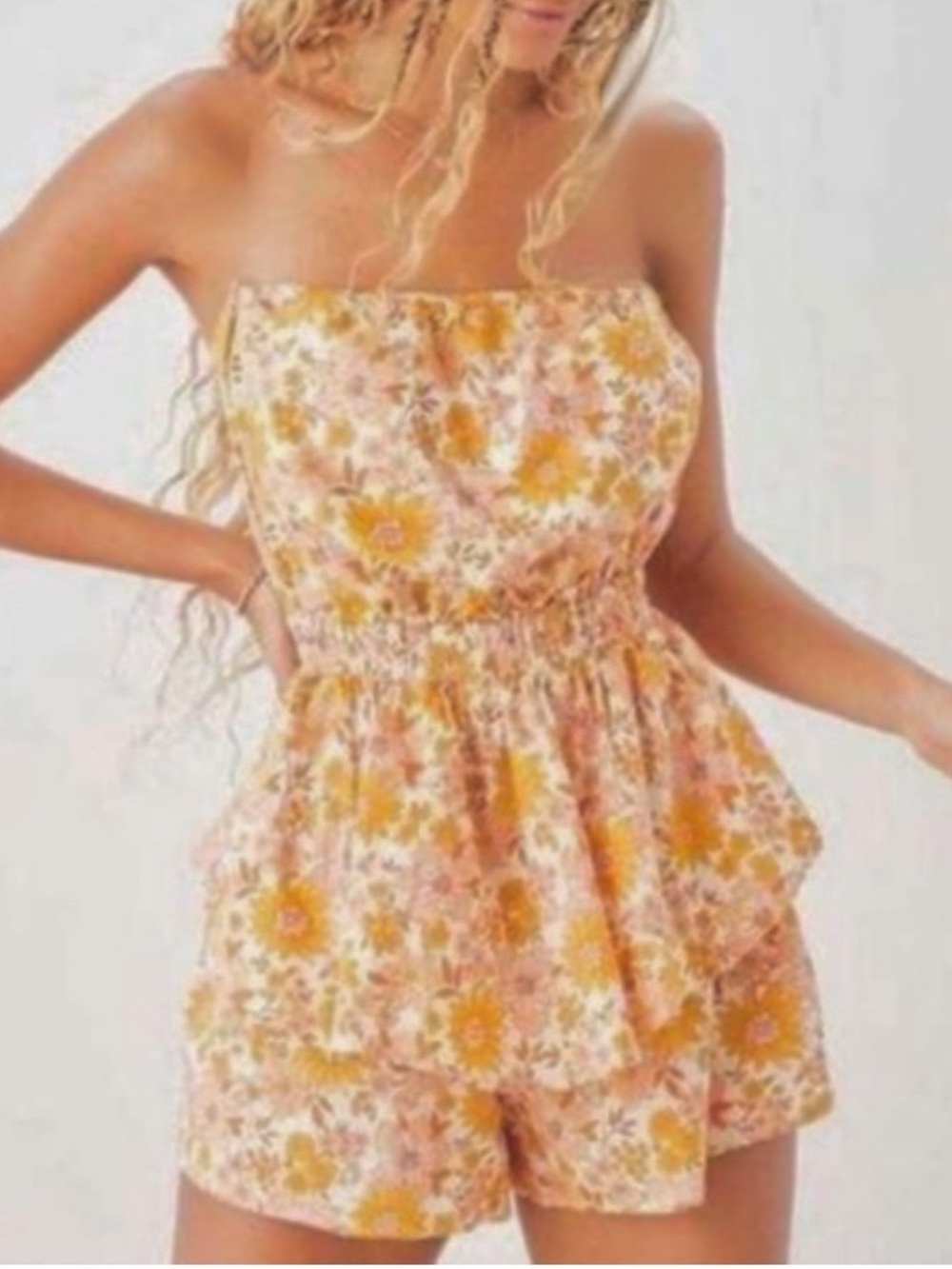 American Eagle Outfitters Floral Strapless Romper